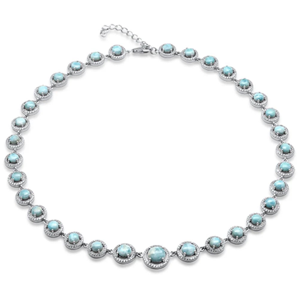 Natural Larimar .925 Sterling Silver Necklace