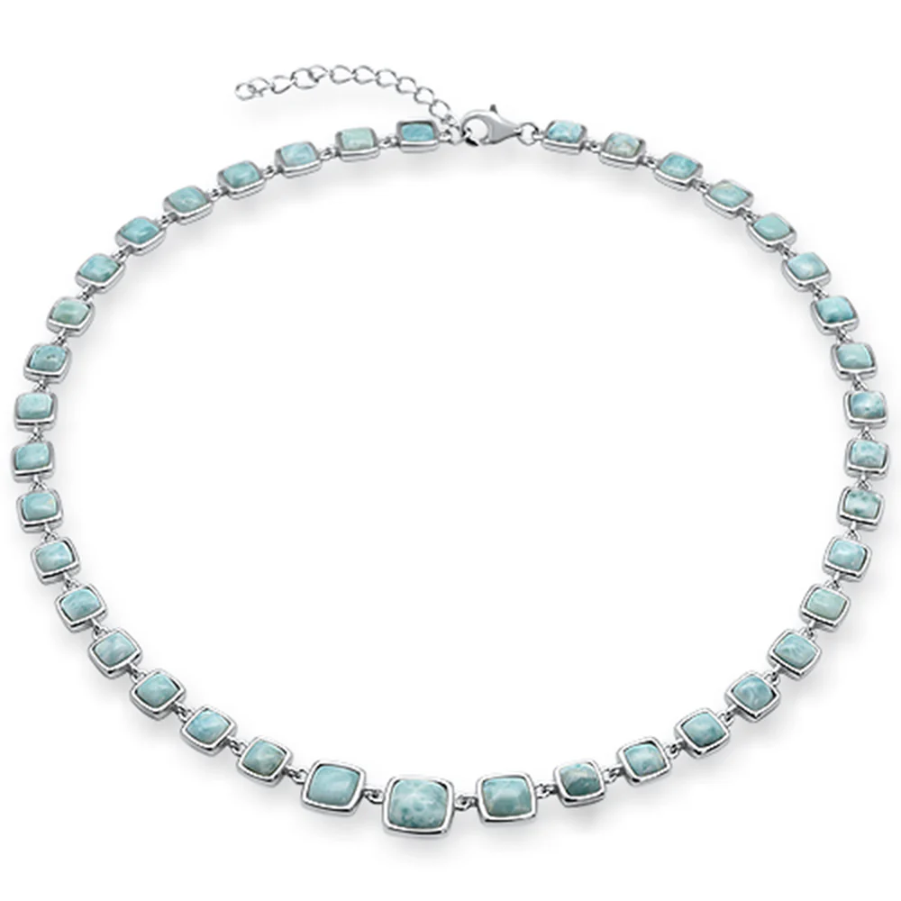 Natural Larimar .925 Sterling Silver Necklace