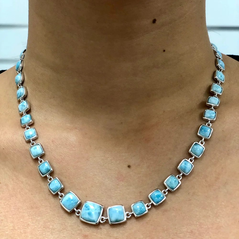 Natural Larimar .925 Sterling Silver Necklace - Image 2