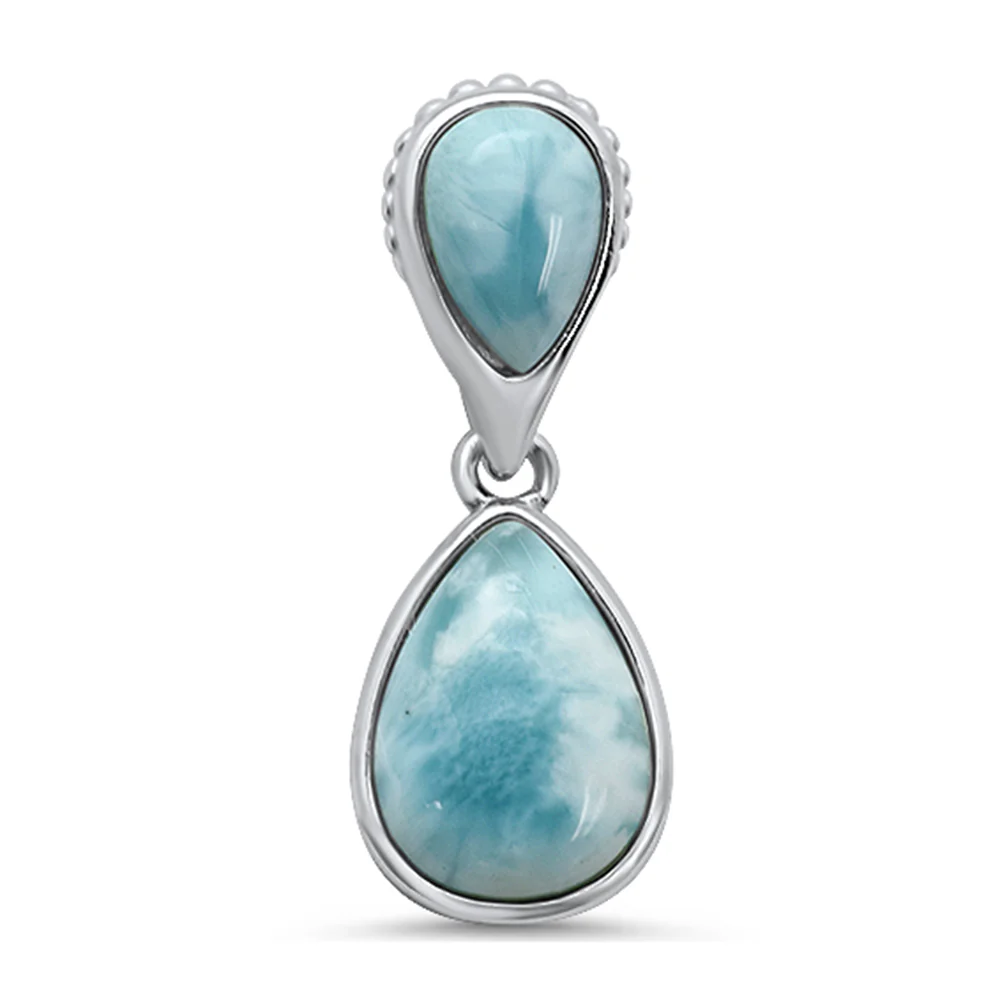 Pear shape Natural Larimar .925 Sterling Silver Pendant