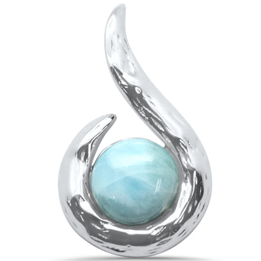 .925 Sterling Silver Natural Larimar Charm Pendant