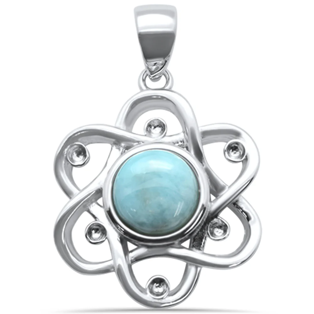 .925 Sterling Silver Natural Larimar Charm Pendant