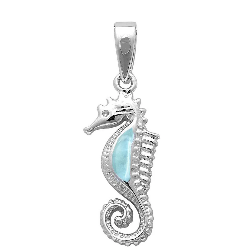 Larimar Sea Horse .925 Sterling Silver Pendant