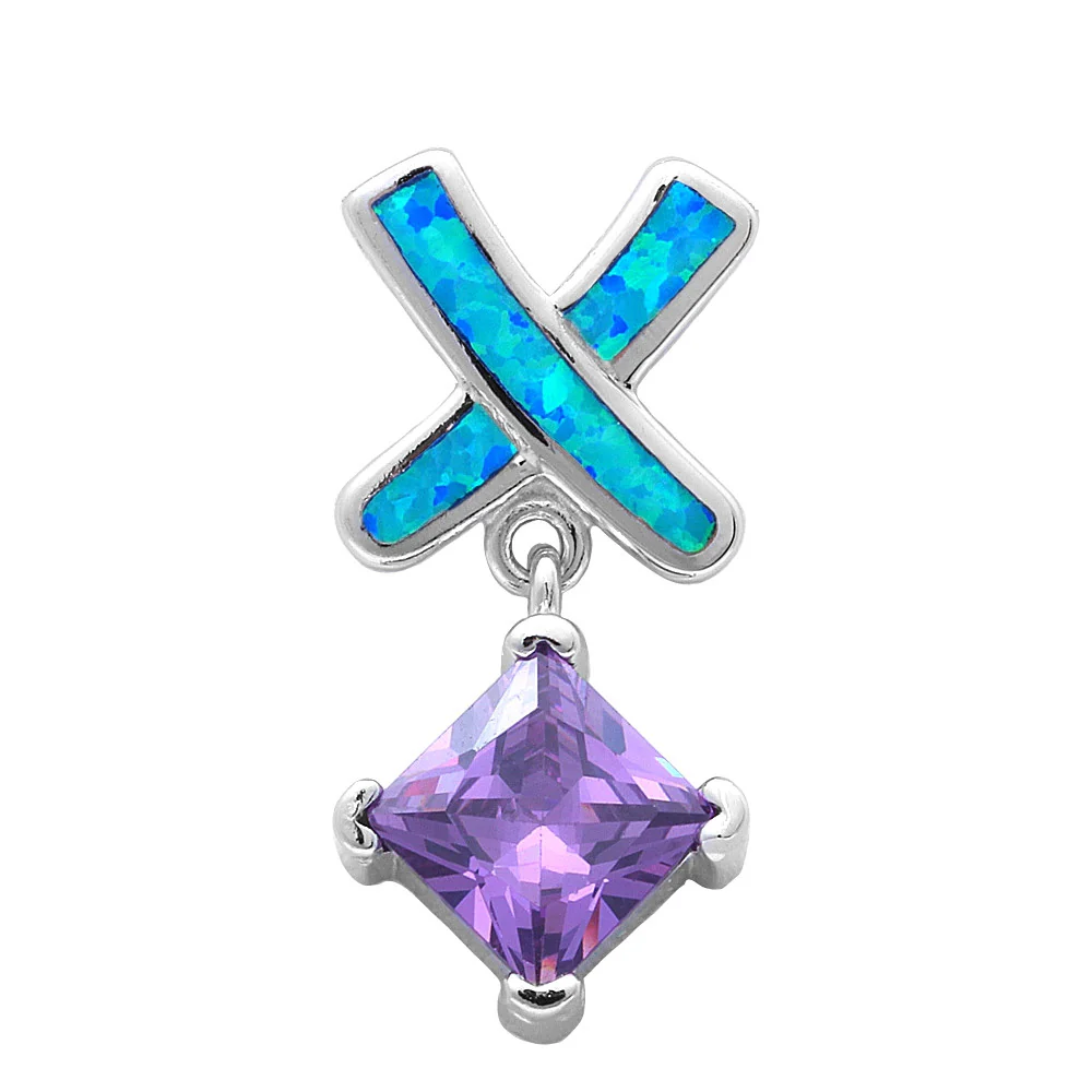 <span>CLOSEOUT! </span>Blue Opal & Amethyst .925 Sterling Silver Pendant