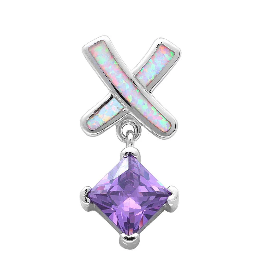 <span>CLOSEOUT! </span>White Opal & Amethyst .925 Sterling Silver Pendant