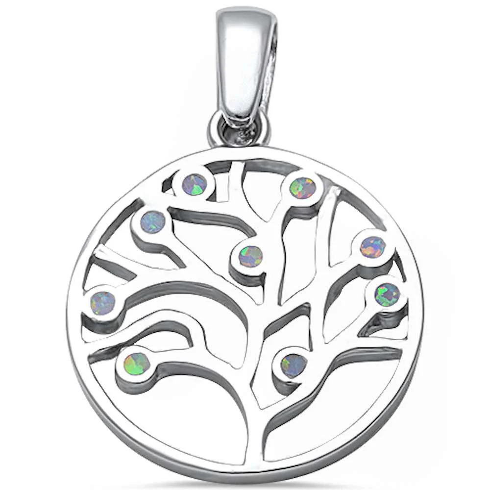 <span>CLOSEOUT! </span>White Opal Tree of Life .925 Sterling Silver Pendant