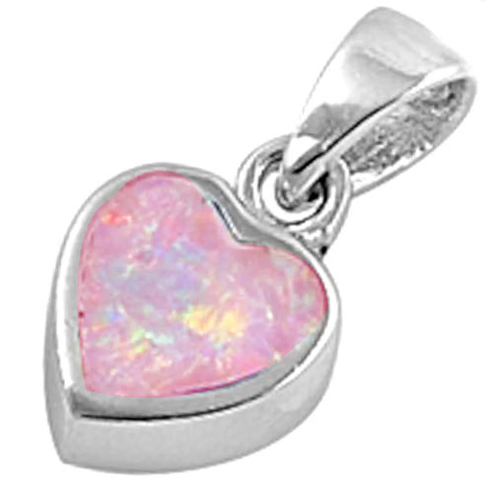<span>CLOSEOUT! </span>Pink Opal Heart .925 Sterling Silver Pendant