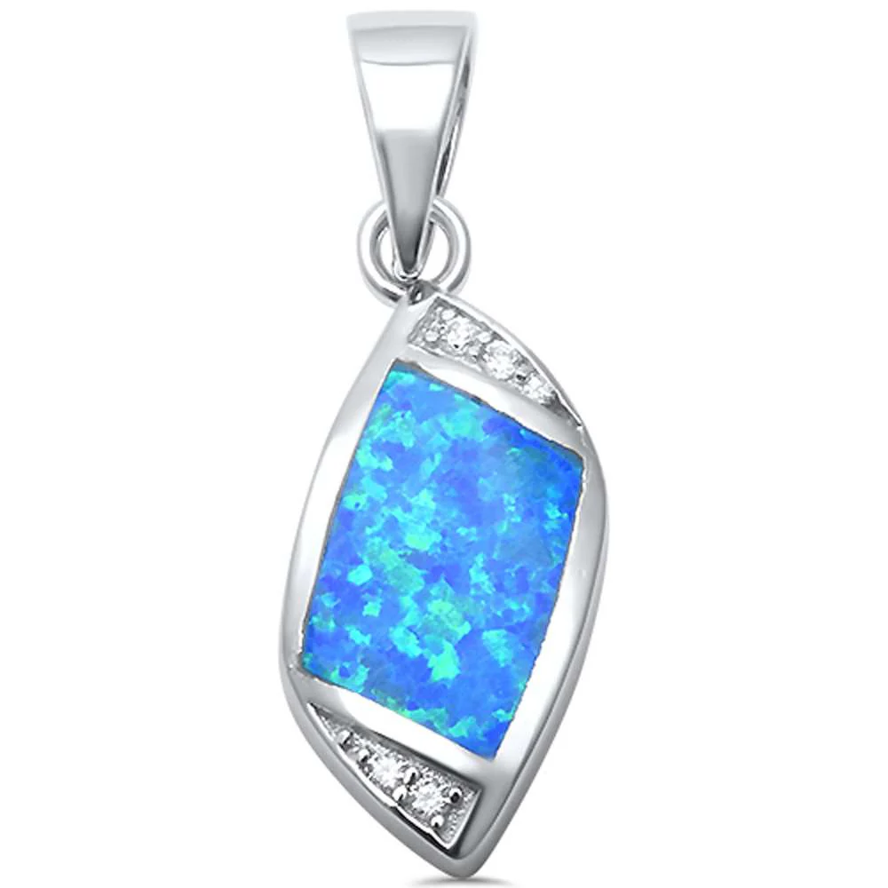 <span>CLOSEOUT! </span>Unique Blue Opal & CZ  .925 Sterling Silver Pendant