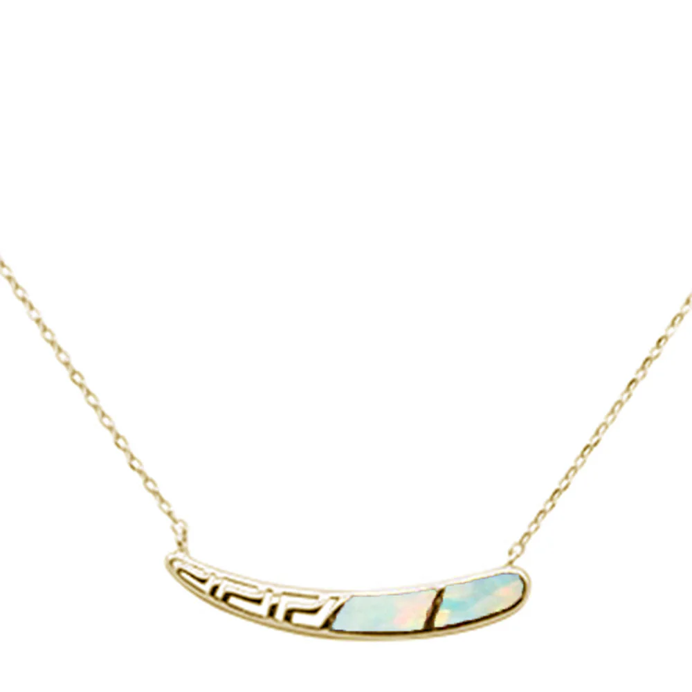 Yellow Gold Plated White Opal Design .925 Sterling Silver Pendant