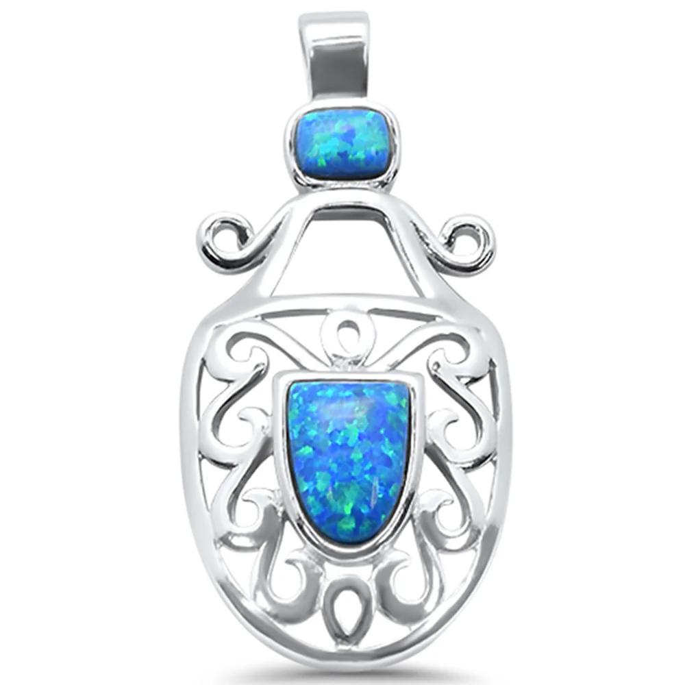 <span>CLOSEOUT! </span>Blue Opal .925 Sterling Silver Charm Pendant