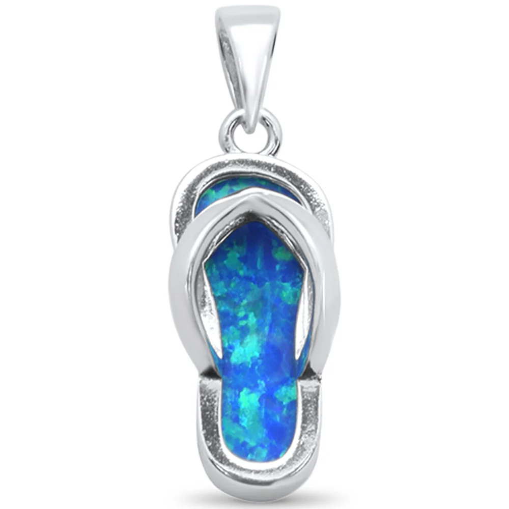 Blue Opal Beach Sandal .925 Sterling Silver Pendant