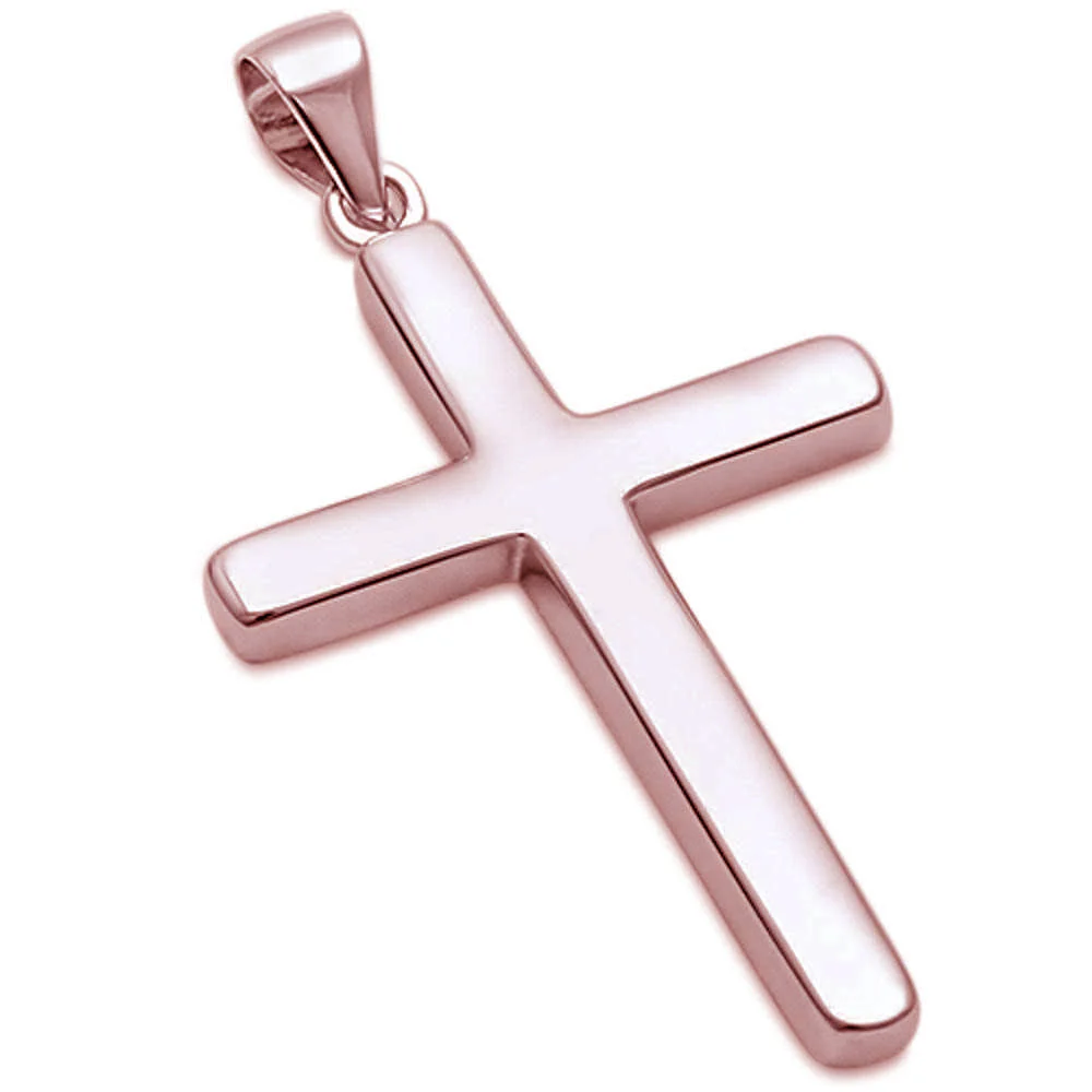 Rose Gold Plated Plain Cross .925 Sterling Silver Pendant