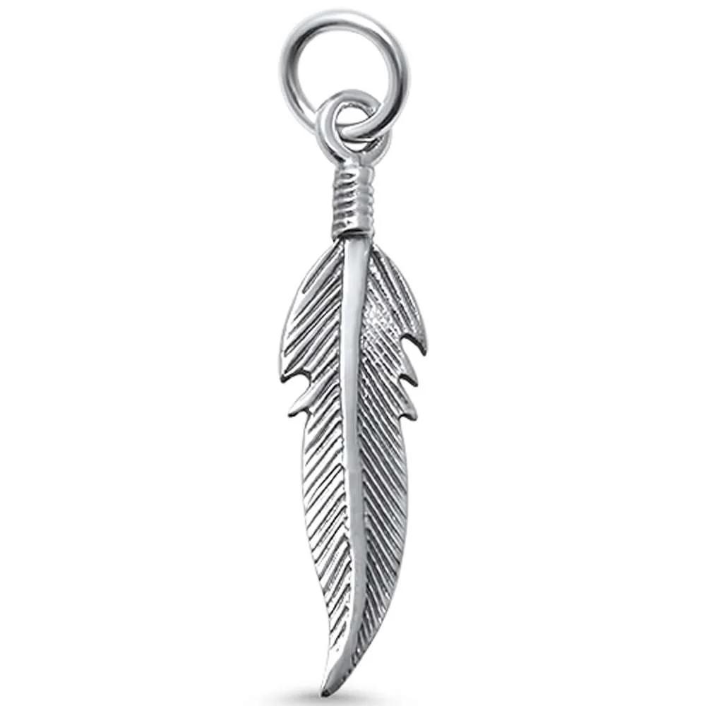 <span>CLOSEOUT! </span>Plain Feather Design .925 Sterling Silver Pendant