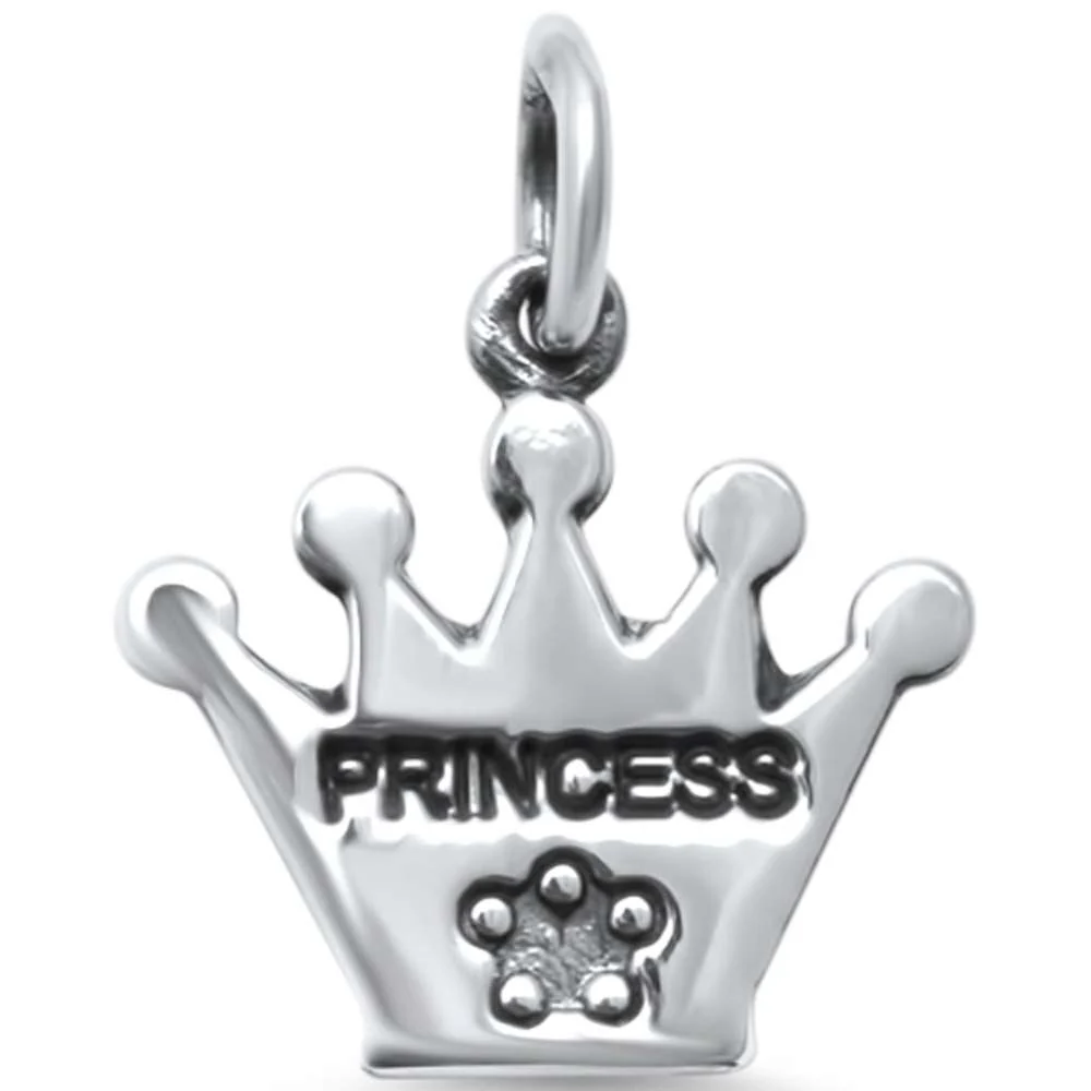 <span>CLOSEOUT! </span>Trendy! Plain Princess Crown .925 Sterling Silver Charm Pendant