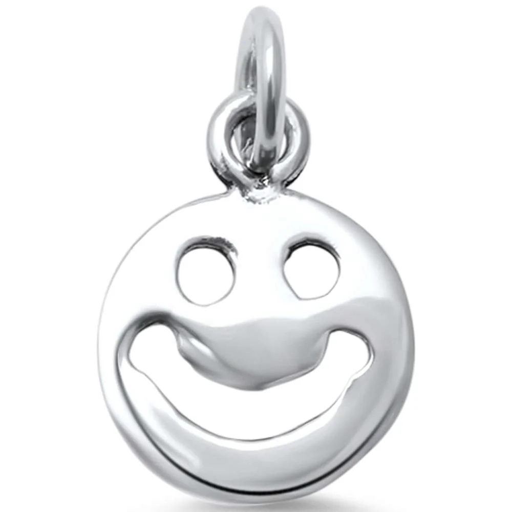 <span>CLOSEOUT! </span>Plain Smiley Face .925 Sterling Silver Charm Pendant