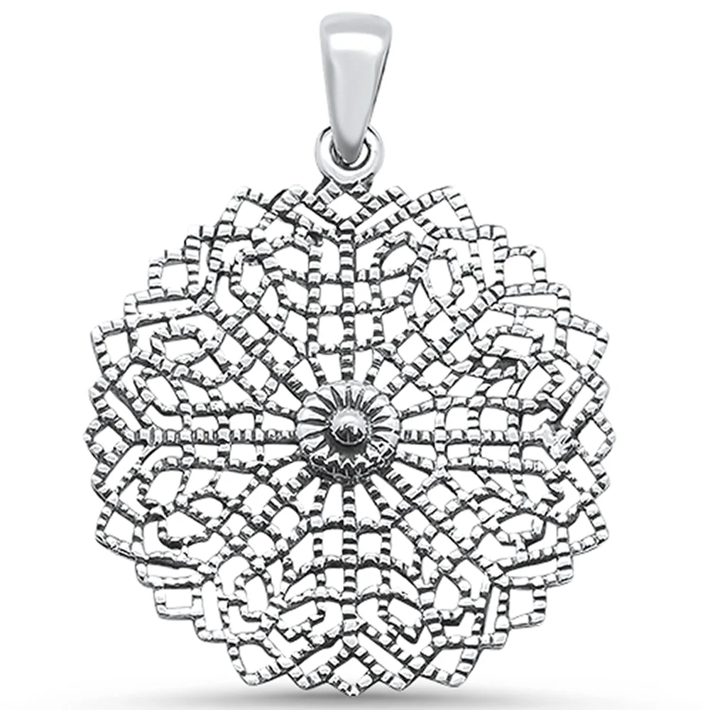 <span>CLOSEOUT! </span>Plain Modern Flower Design .925 Sterling Silver Pendant