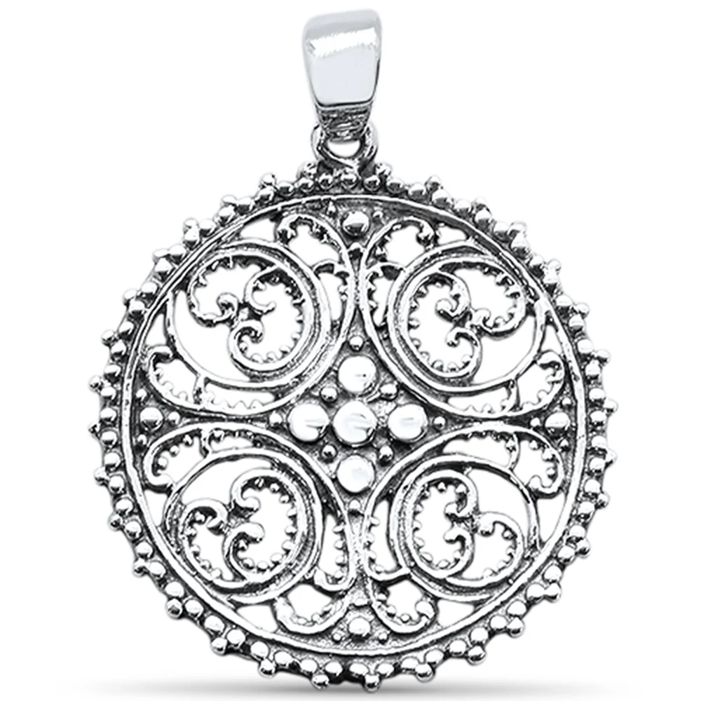 <span>CLOSEOUT! </span>Plain Fligree Swirl Design .925 Sterling Silver Pendant