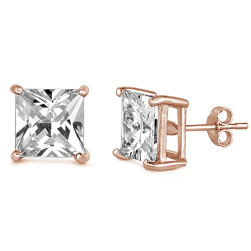 Casting Square Stud Earrings Push Back .925 Sterling Silver Sizes 2-8mm Available in 3 Colors! - Image 2