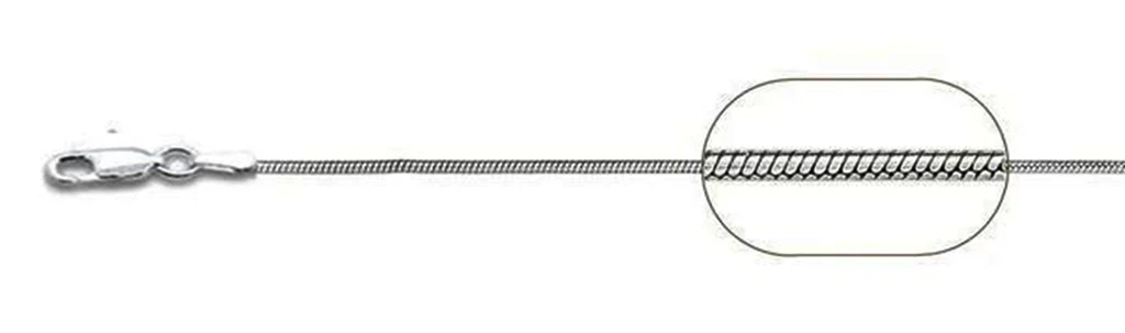 025-0.8MM Rhodium Plated Square Snake Chain .925 Solid Sterling Silver Sizes 16-20" NEW