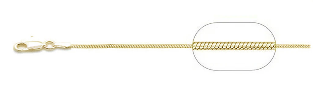 <span>CLOSEOUT 20% OFF! </span> 025- 0.8MM Yellow Gold Plated Square Snake Chain .925 Solid Sterling Silver Sizes 16-18" NEW