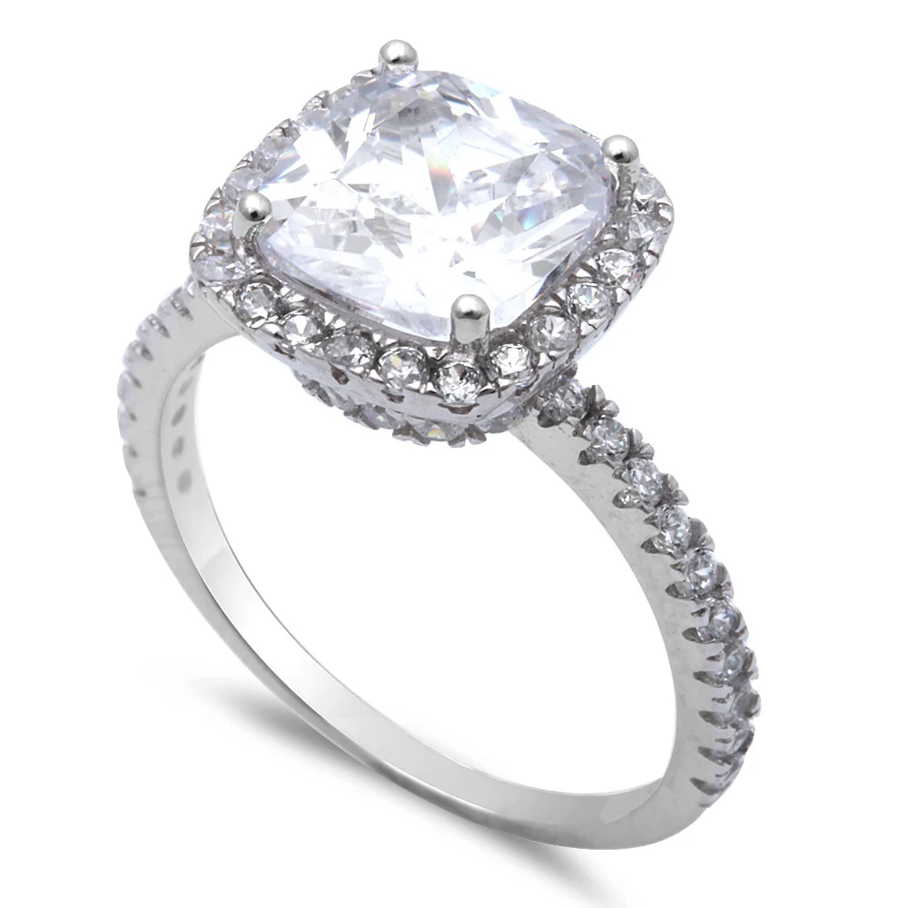<span>CLOSEOUT! </span>3CT Cushion Cut Fine Cz .925 Sterling Silver Ring