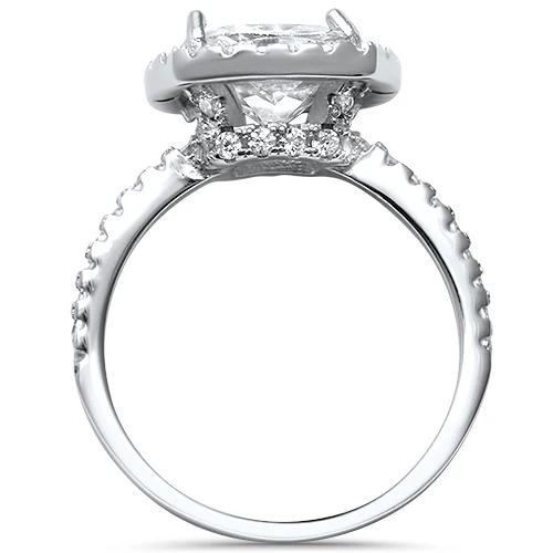 <span>CLOSEOUT! </span>3CT Cushion Cut Fine Cz .925 Sterling Silver Ring - Image 2