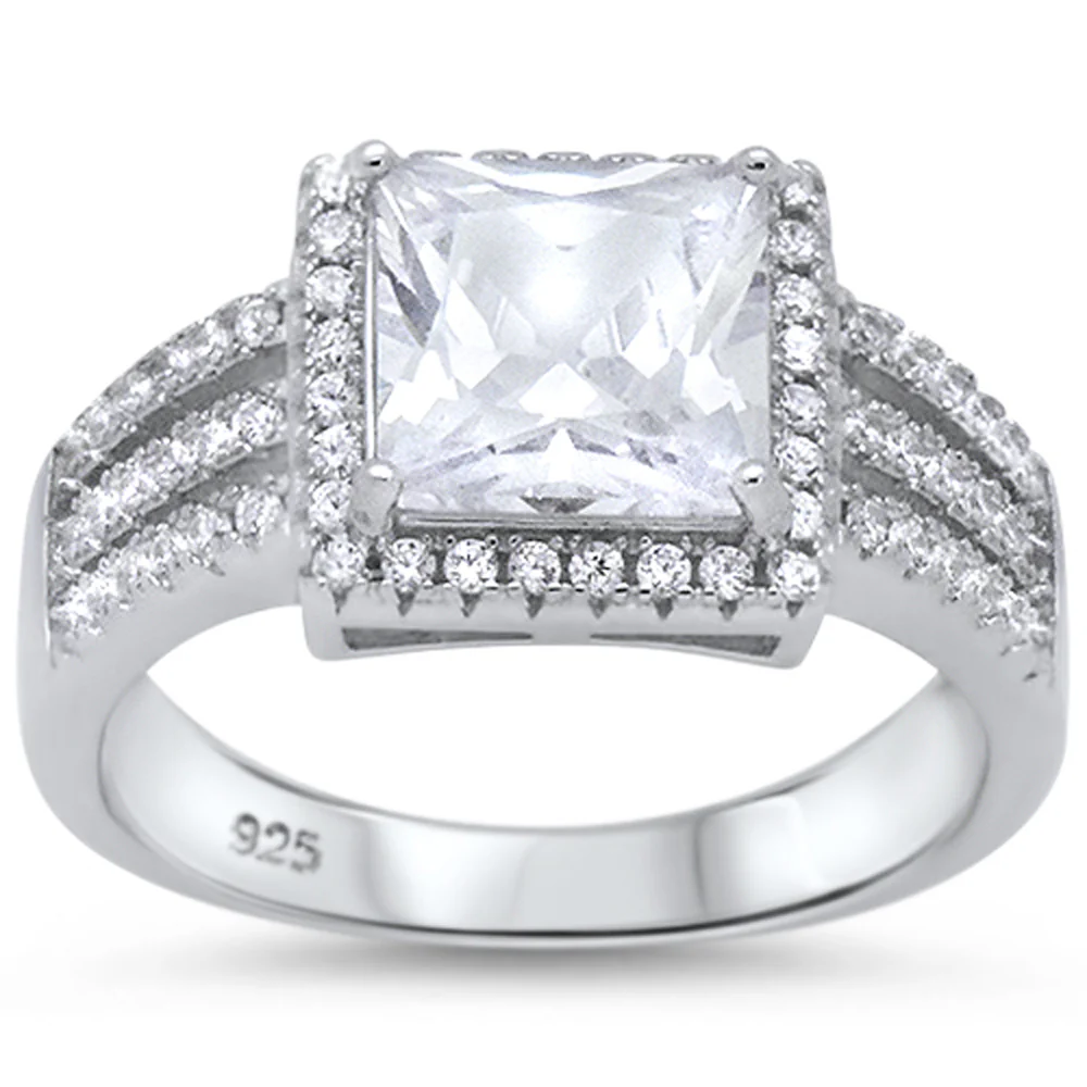 <span>CLOSEOUT! </span>Princess Cut Cubic Zirconia Engagement .925 Sterling Silver Ring