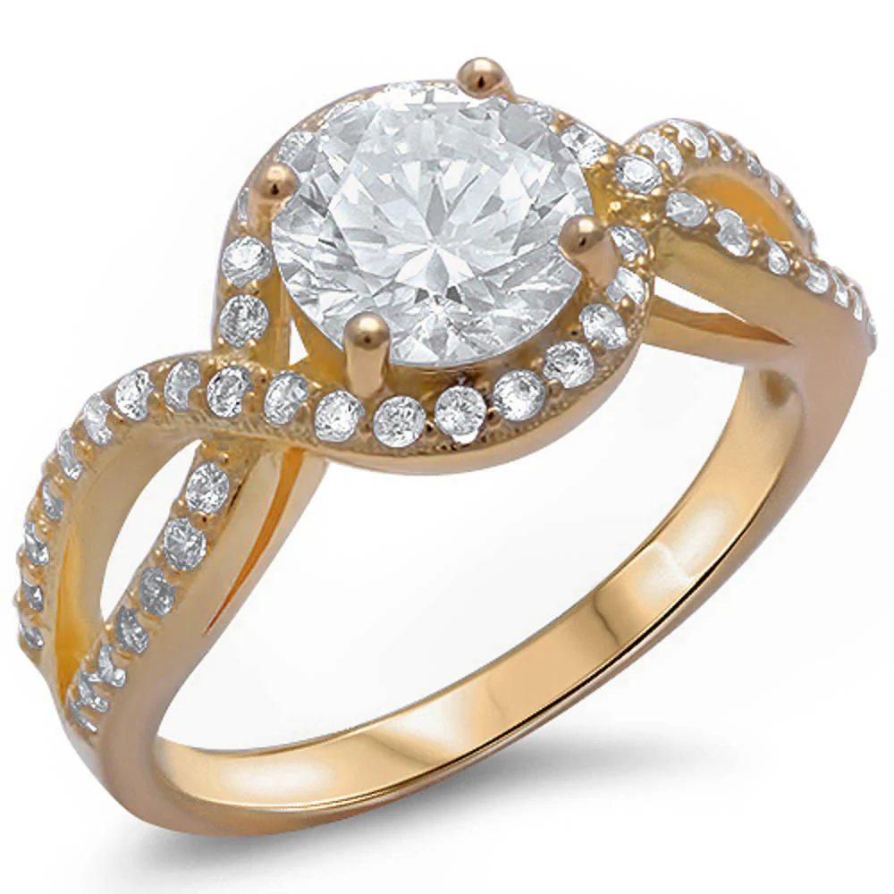 <span>CLOSEOUT!</span>1.50ct Yellow Gold Plated Halo Solitaire .925 Sterling Silver Ring