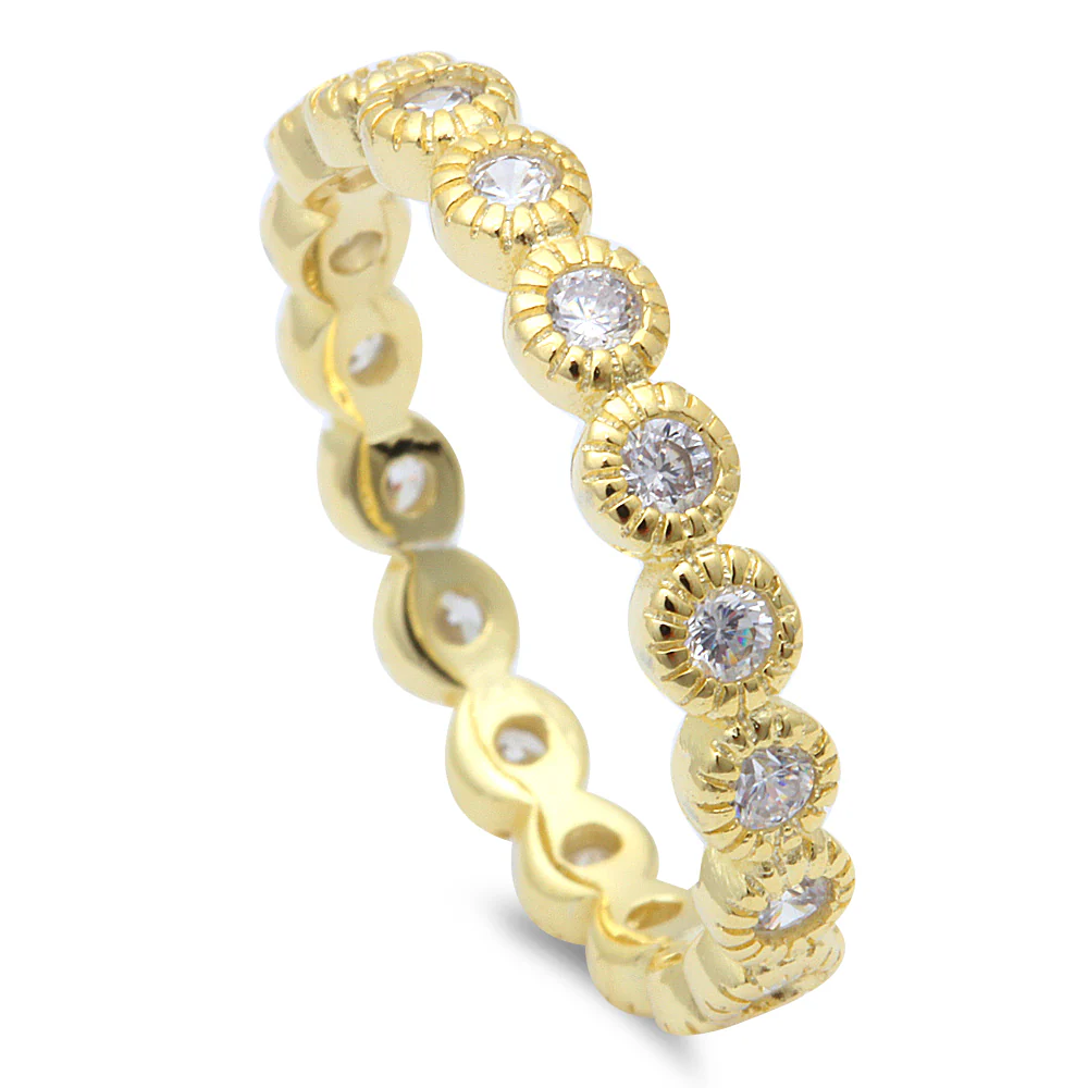 <span>CLOSEOUT!</span>  Yellow Gold Plated Eternity .925 Sterling Silver Ring