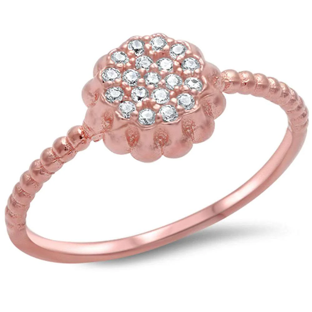 <span>CLOSEOUT!</span>Rose Gold Plated Micro Pave Cz .925 Sterling Silver Ring