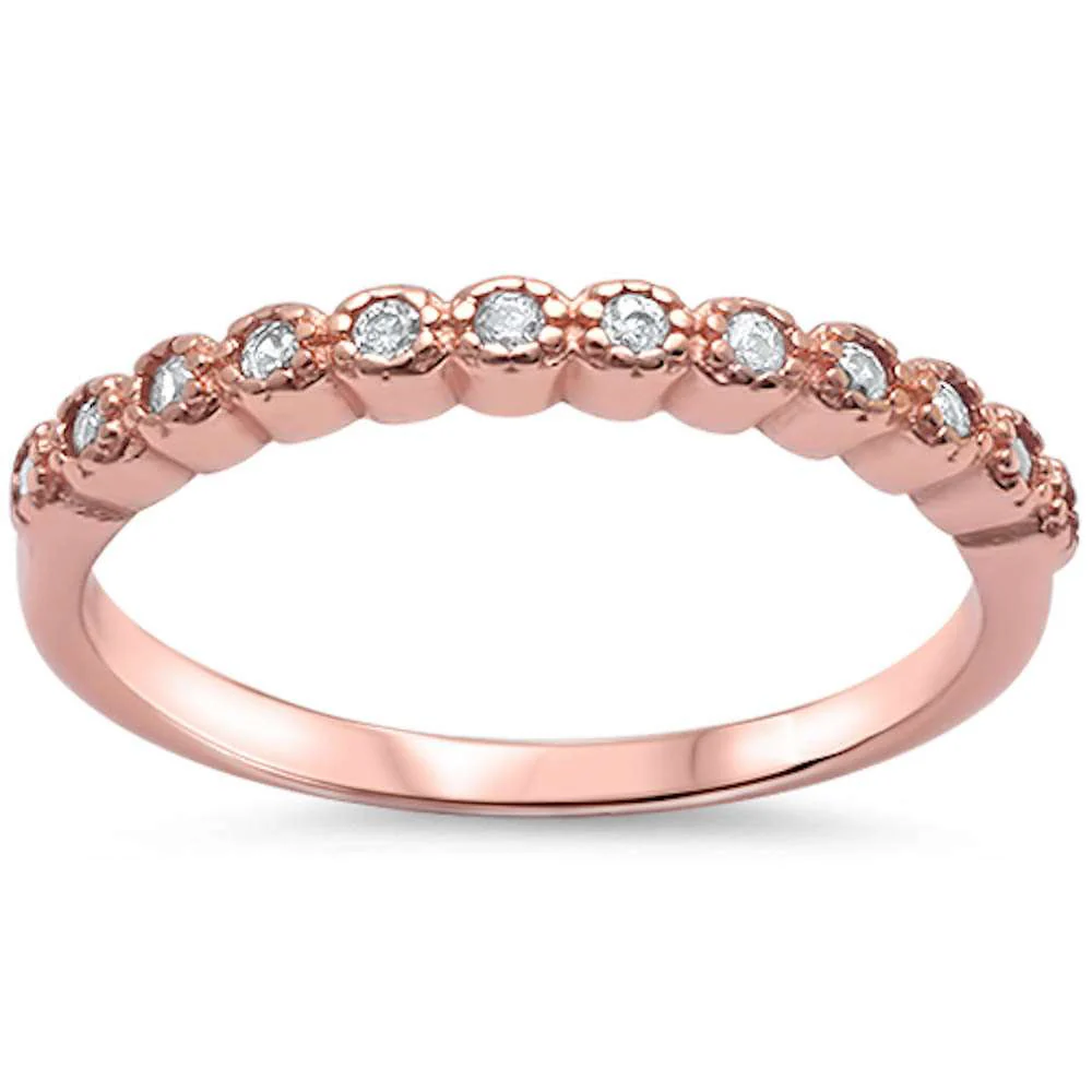 <span>CLOSEOUT!</span>  Rose Gold Plated Cz .925 Sterling Silver Ring