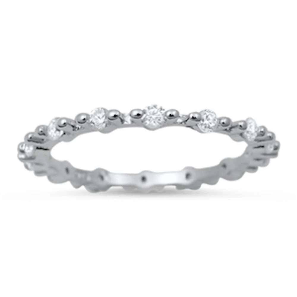 <span>CLOSEOUT!</span>Cute Cubic Zirconia Eternity Band .925 Sterling Silver Ring
