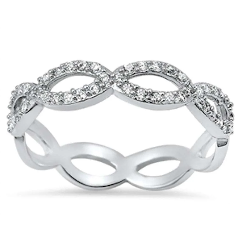 <span>CLOSEOUT!</span>Cubic Zirconia Infinity Eternity Band .925 Sterling Silver Ring