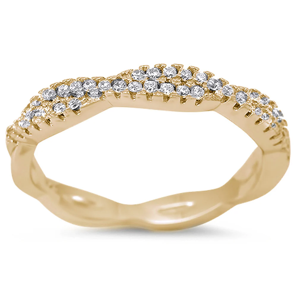 <span>CLOSEOUT!</span>Yellow Gold Plated Infinity Style Cubic Zirconia .925 Sterling Silver Ring