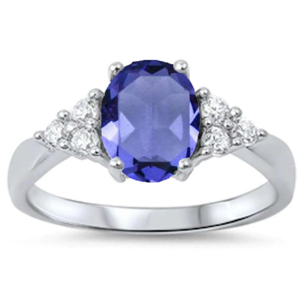 <span>CLOSEOUT!</span> Oval Tanzanite & Cubic Zirconia .925 Sterling Silver Ring