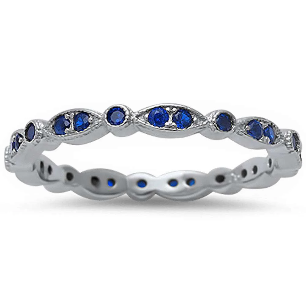 <span>CLOSEOUT!</span> Blue Sapphire Wraparound All Seeing Eyes .925 Sterling Silver Band Ring Sizes 4-12