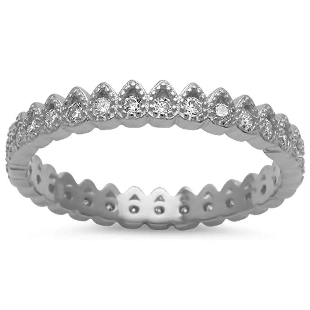 <span>CLOSEOUT! </span>Pear Shape Cz Band .925 Sterling Silver Ring