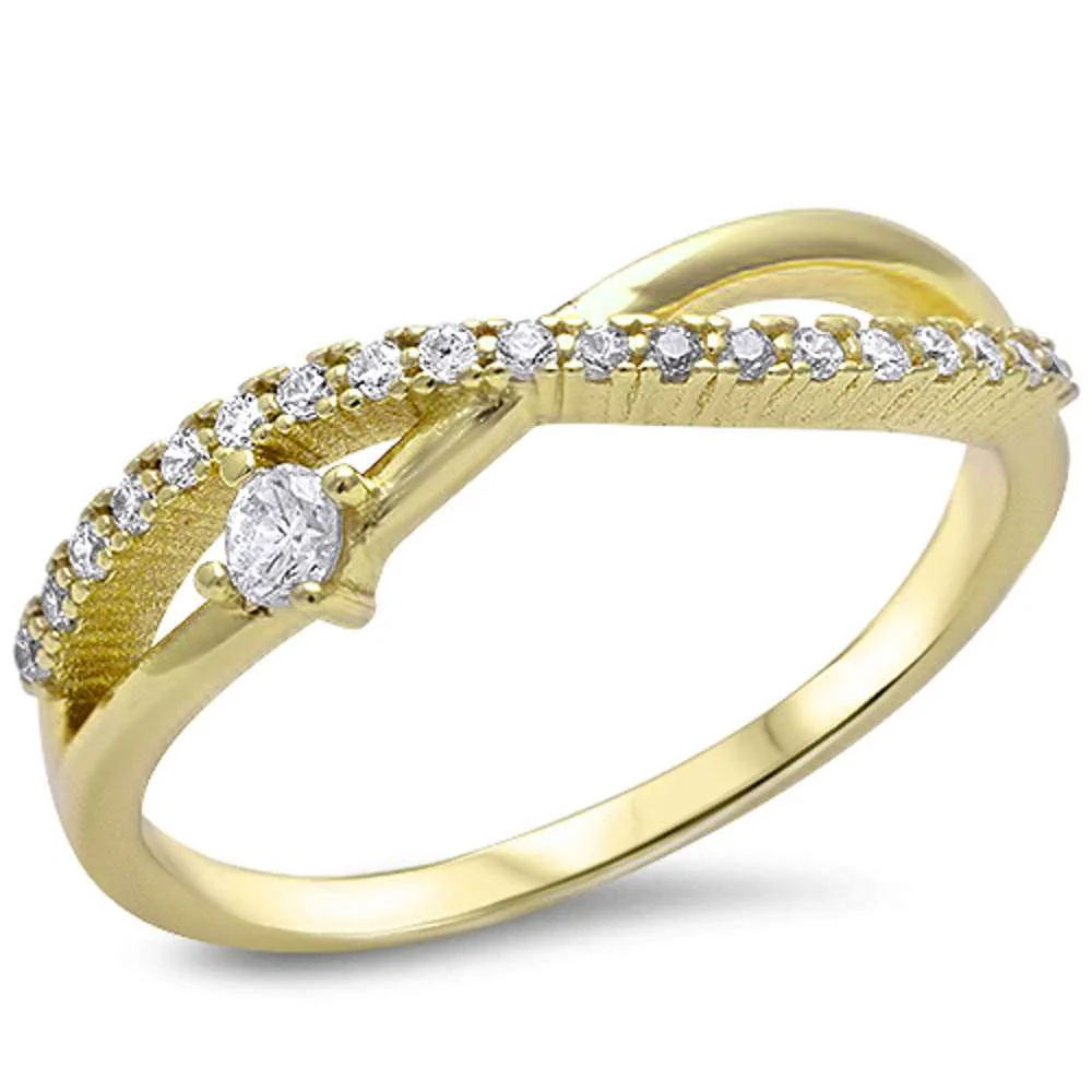 <span>CLOSEOUT!</span> Yellow Gold Plated Cz Infinity .925 Sterling Silver Ring Sizes 4-10