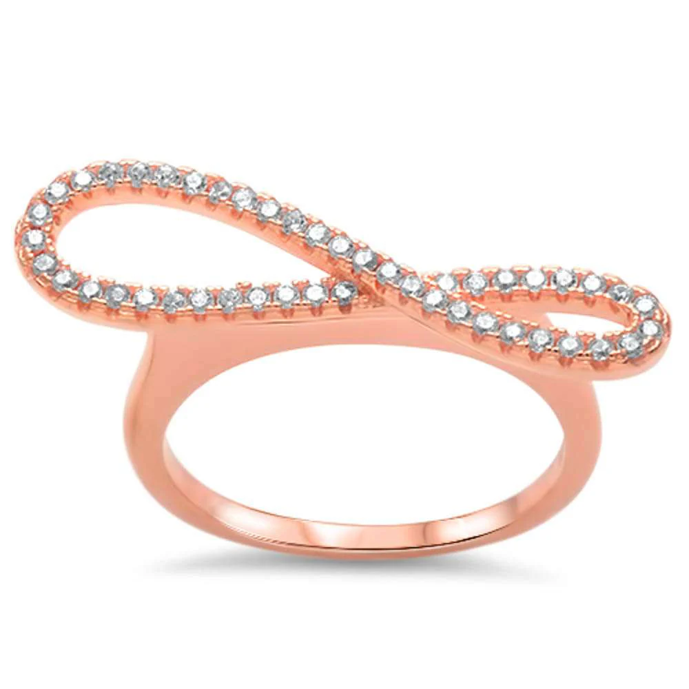 <span>CLOSEOUT!</span>Rose Gold Plated Cz Infinity .925 Sterling Silver Ring Sizes 4-10