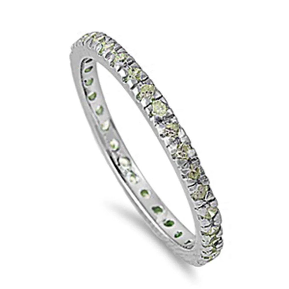 Peridot Stackable Eternity Birthstone Band .925 Sterling Silver Ring