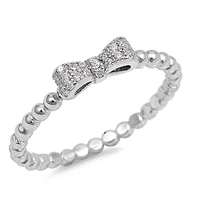 <span>CLOSEOUT!</span> Silver Plated Micro Pave Cz Heart Bow Tie .925 Sterling Silver Ring