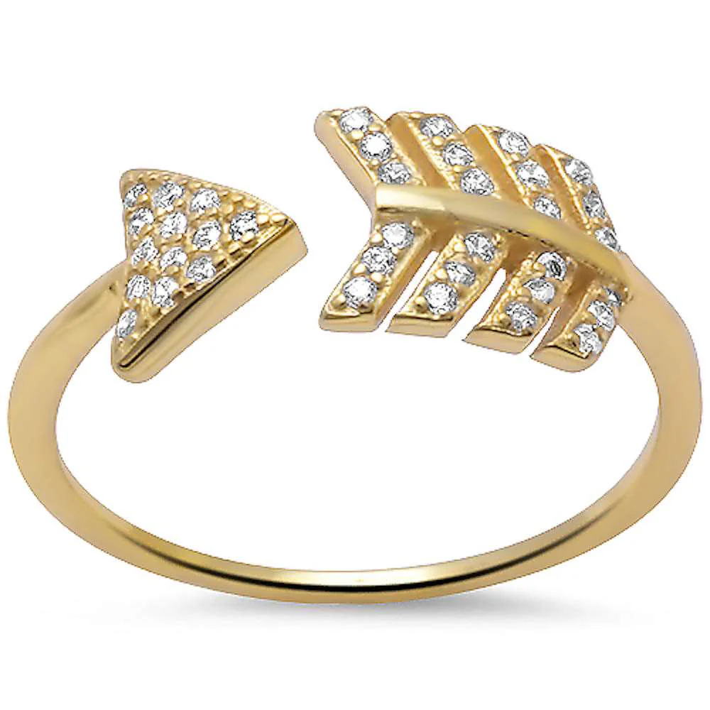<span>CLOSEOUT!</span> Yellow Gold Plated Arrow Cz .925 Sterling Silver Ring Sizes 5-10