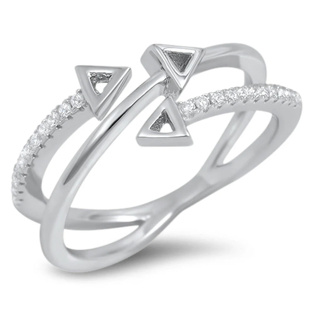 <span>CLOSEOUT!</span>Three Arrow Cubic Zirconia .925 Sterling Silver Ring