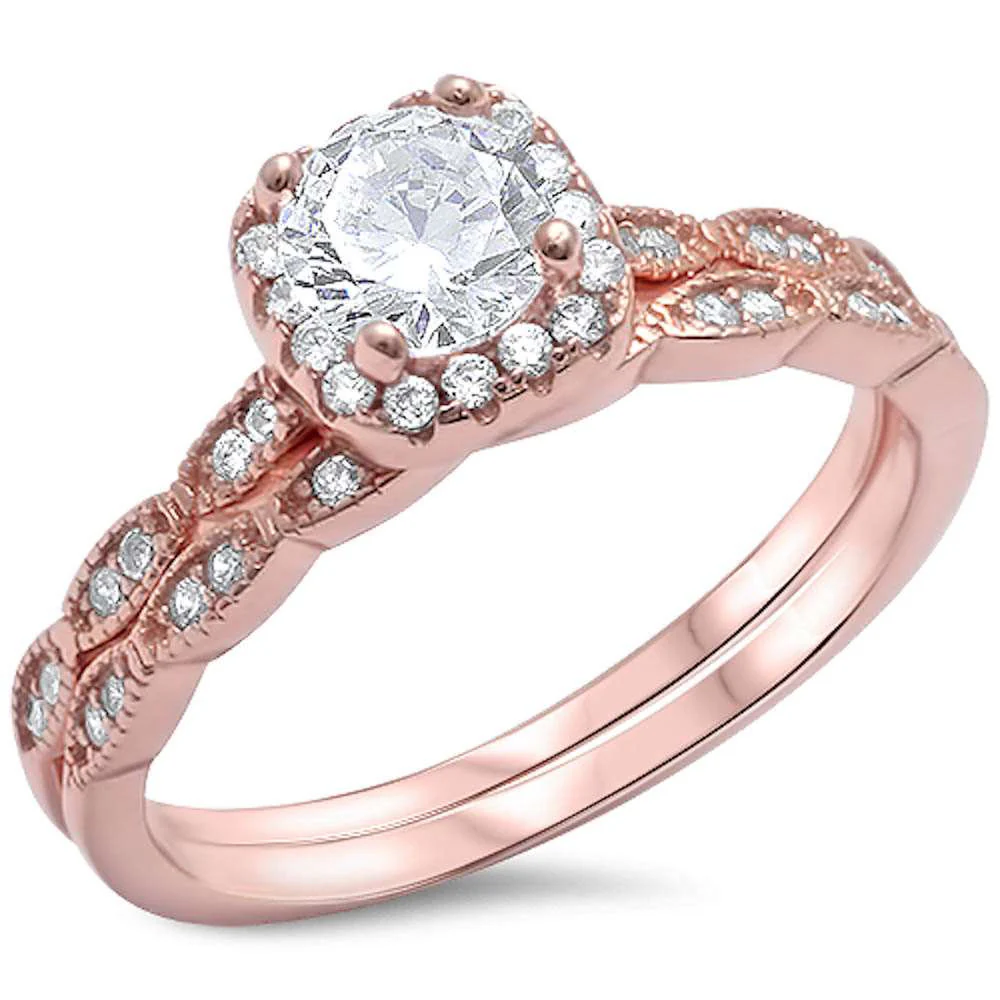 <span>CLOSEOUT!</span>Rose Gold Plated Cz Solitaire  .925 Sterling Silver Ring Sizes 4-12