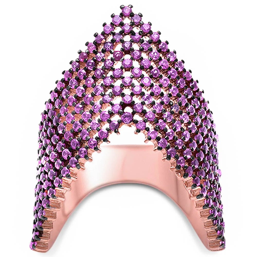 <span>CLOSEOUT!</span>New Designer Rose Gold Plated Ruby .925 Sterling Silver Ring - Image 2