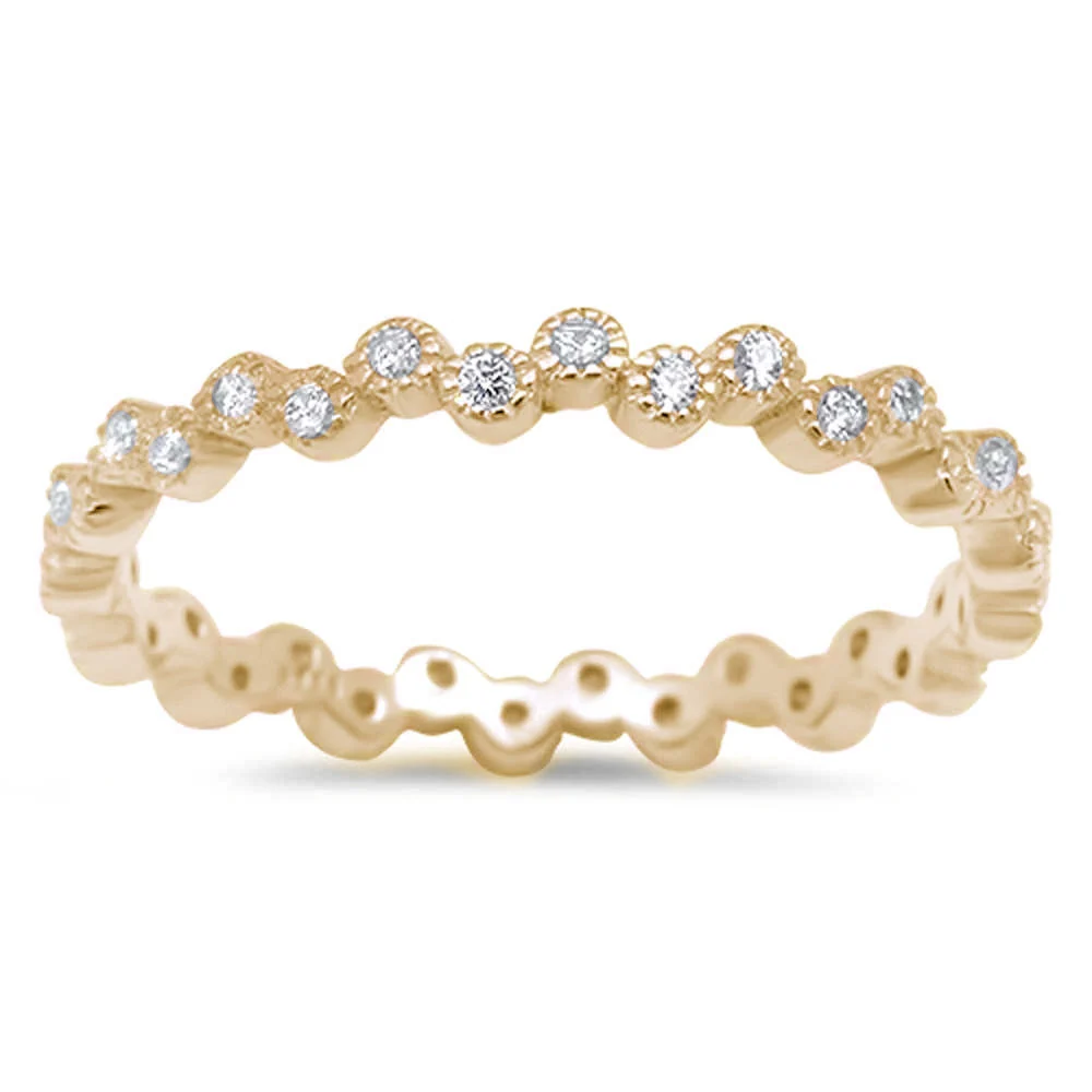 <span>CLOSEOUT! </span>Yellow Gold Plated Eternity Band Cubic Zirconia .925 Sterling Silver Ring