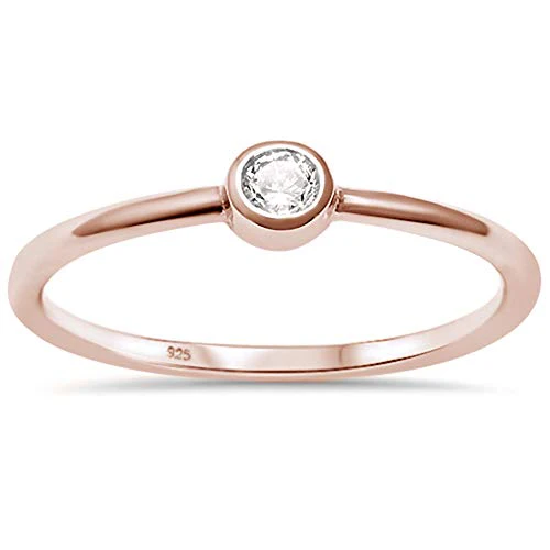 <span>CLOSEOUT! </span> Rose Gold Plated CZ Bezel Engagement Ring