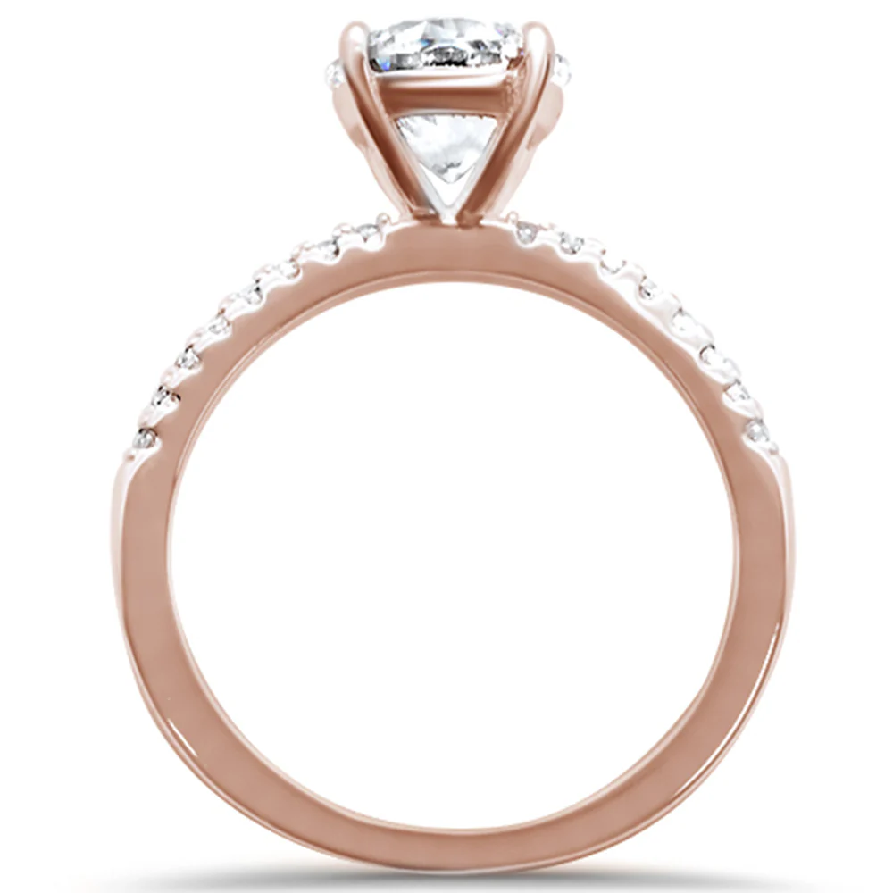 2.00ct 8mm Round Cubic Zirconia Rose Gold Plated .925 Sterling Silver Solitaire Engagement Ring Sizes 4-11 - Image 3