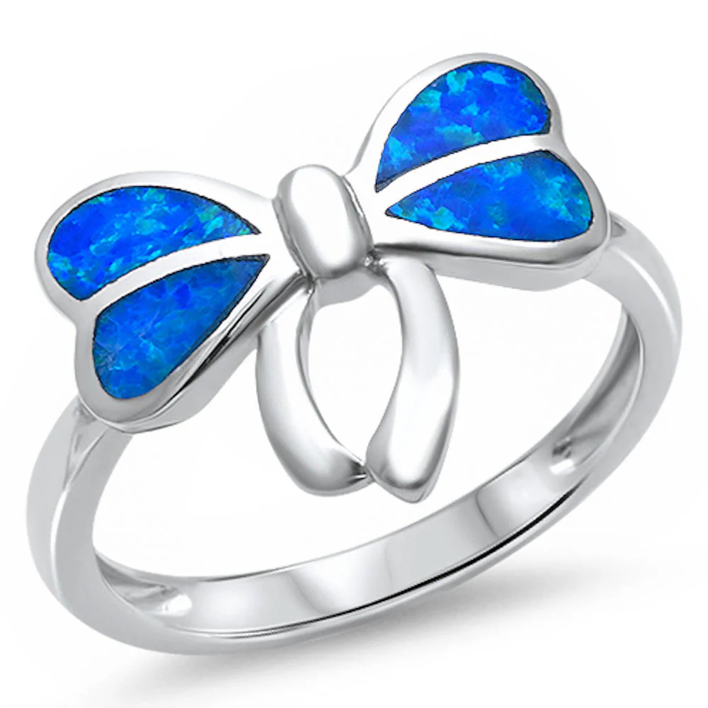 <span>CLOSEOUT!</span>Blue Opal Ribbon .925 Sterling Silver Ring