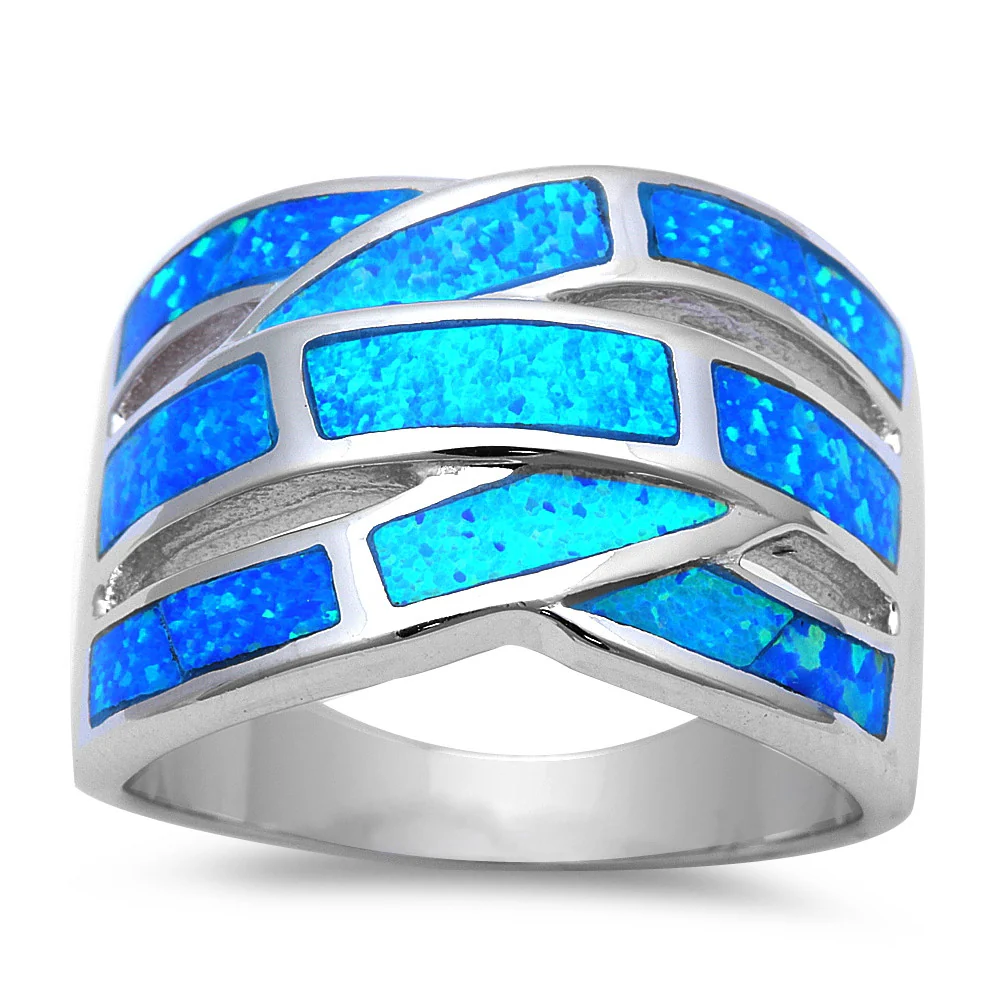 <span>CLOSEOUT!</span>Blue Fire Opal .925 Sterling Silver Fashion Ring